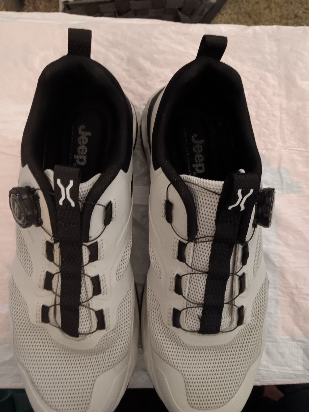 Jeep Men’s White and Black Athletic Sneakers with Dial Lacing